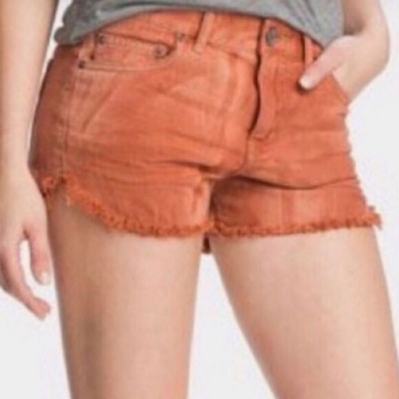 Free People Copper Orange Raw Hem Short - Picture 1 of 9
